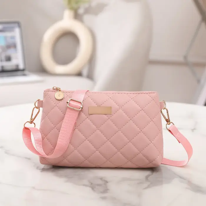Vente chaude de la saison Style minimaliste urbain grande capacité sac à bandoulière pour femme grille diagonale à la mode couleur unie banlieue B...