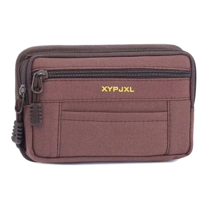 Sac banane homme multi-compartiments avec fermeture éclair, pochette pour téléphone portable, porte-