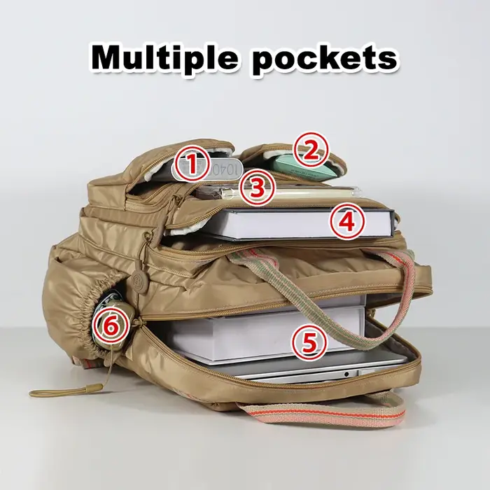 Sac à dos d'école en Nylon multi-poches, sac à dos décontracté pour femmes, sac d'école léger de gra