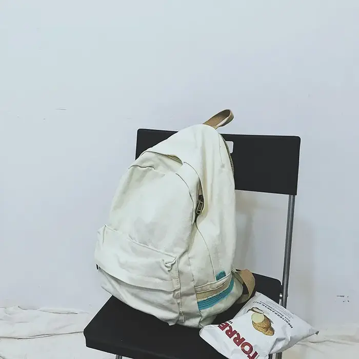 Sac à dos d'école rétro chic en coton pour adolescent