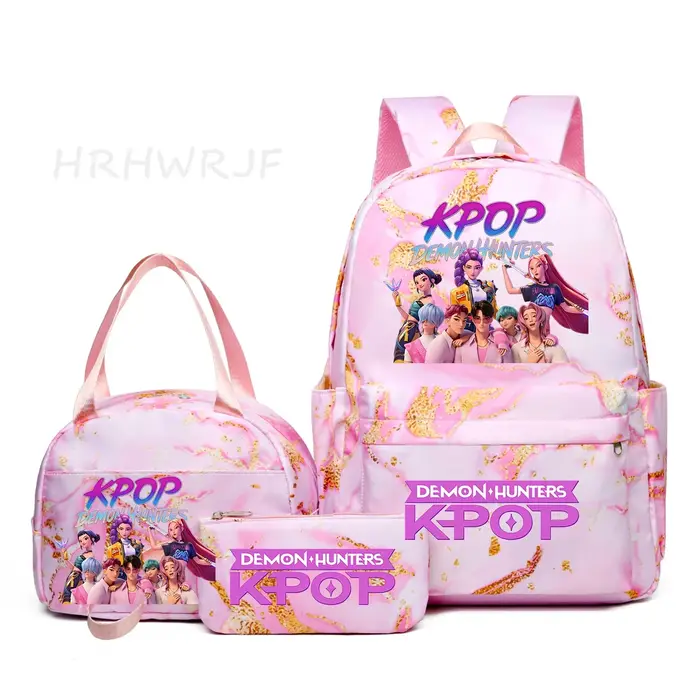 Nouveau sac à dos HUNTR/X KPop Demon Hunter pour étudiantes, sac à dos dégradé avec sacs à lunch, gr