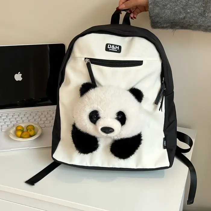 Panda He Hua sac à dos mode dessin animé mignon Panda Souvenir étudiant sac d'école adolescent léger