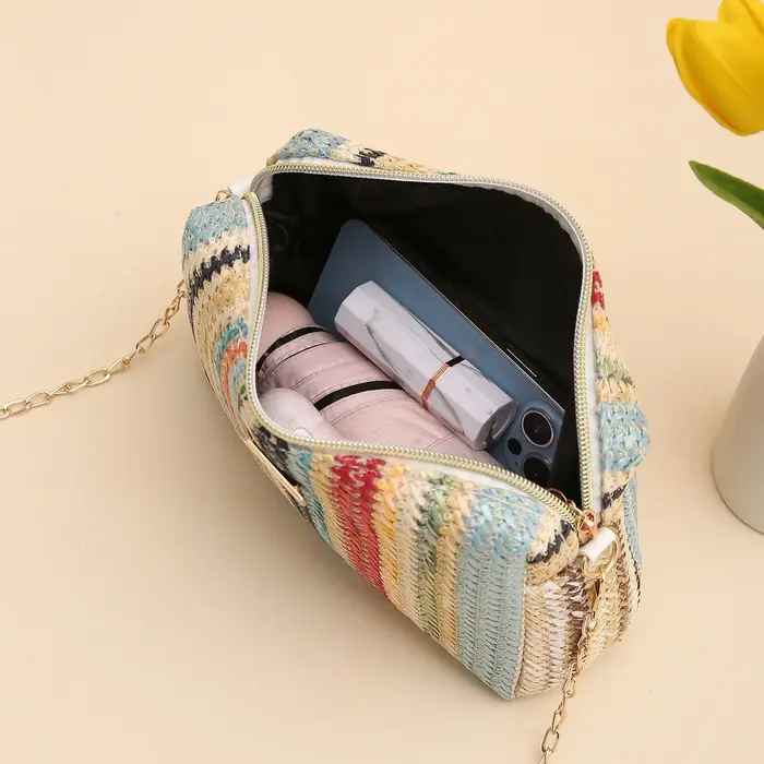 Sac arc-en-ciel tissé coloré pour fille