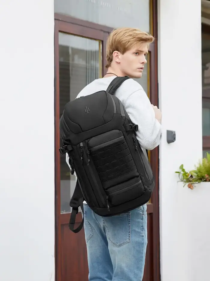 Ozuko-Sac à dos pour ordinateur portable de voyage en plein air pour hommes, sac à dos universitaire
