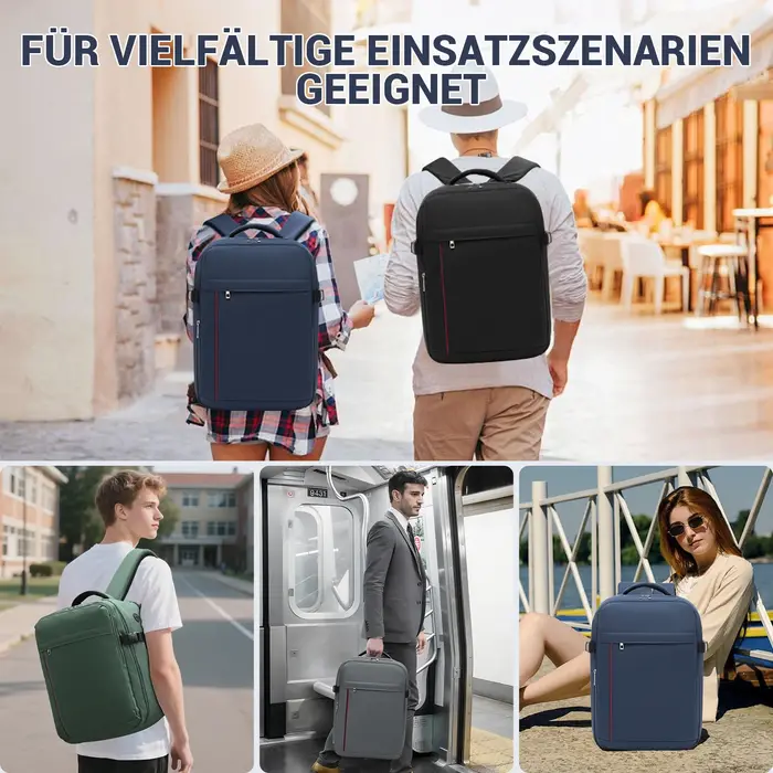 Sac à dos de voyage KONO pour Ryanair & Eurowings (40x30x20 cm, 24L) - Ultra-léger avec port de char