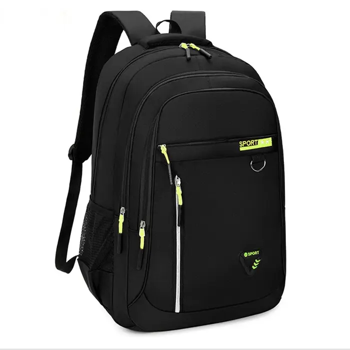 Sac à dos noir sportif tendance avec détails multicolores pour un usage quotidien, voyage scolaire,
