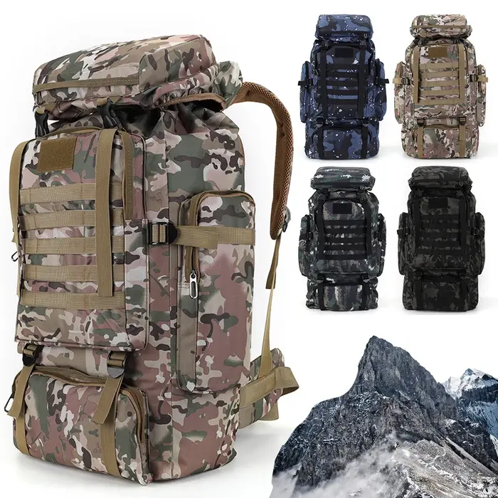 80L randonnée sac à dos alpinisme sac d'escalade sacs à dos tactiques étanche escalade sac à dos voyage accessoires