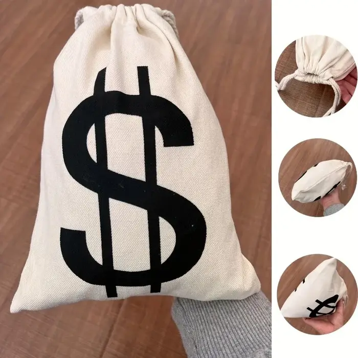 Sac d'argent en toile réutilisable avec cordon de serrage