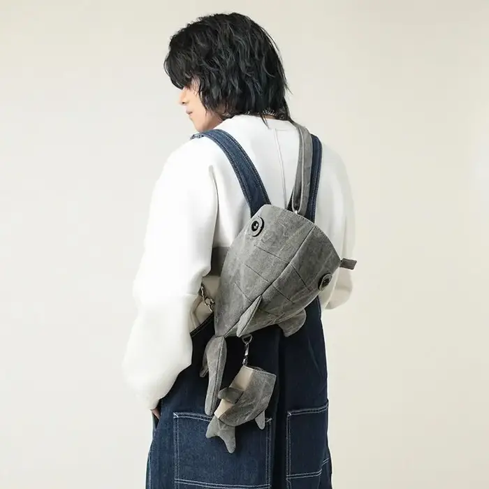 Sac à dos en toile motif requin baleine de dessin animé Kawaii
