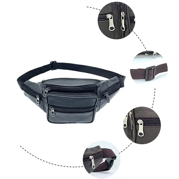 Sac de taille en cuir PU pour hommes