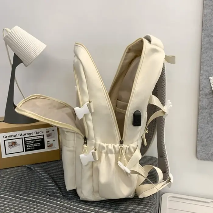 Sac à dos de couleur unie de grande capacité pour lycéens