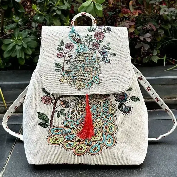 Sacs à dos brodés de style ethnique pour femmes, streetwear vintage, mode décontractée, sac de voyag