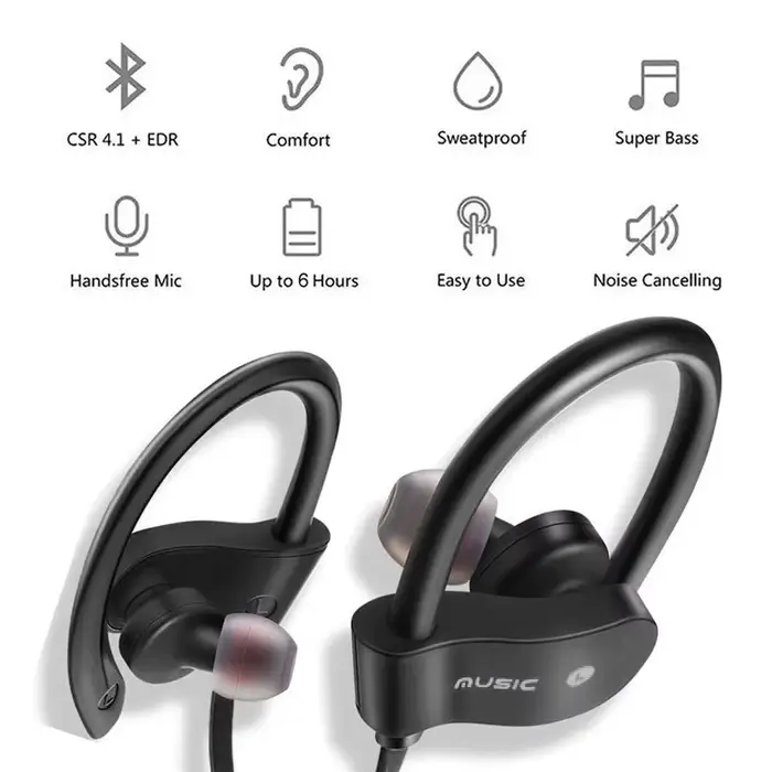 Écouteurs sans fil Bluetooth 4.1, casque d'écoute pour sport, course à pied, musique stéréo, Mini crochets d'oreille HIFI suspendus pour téléphone portable