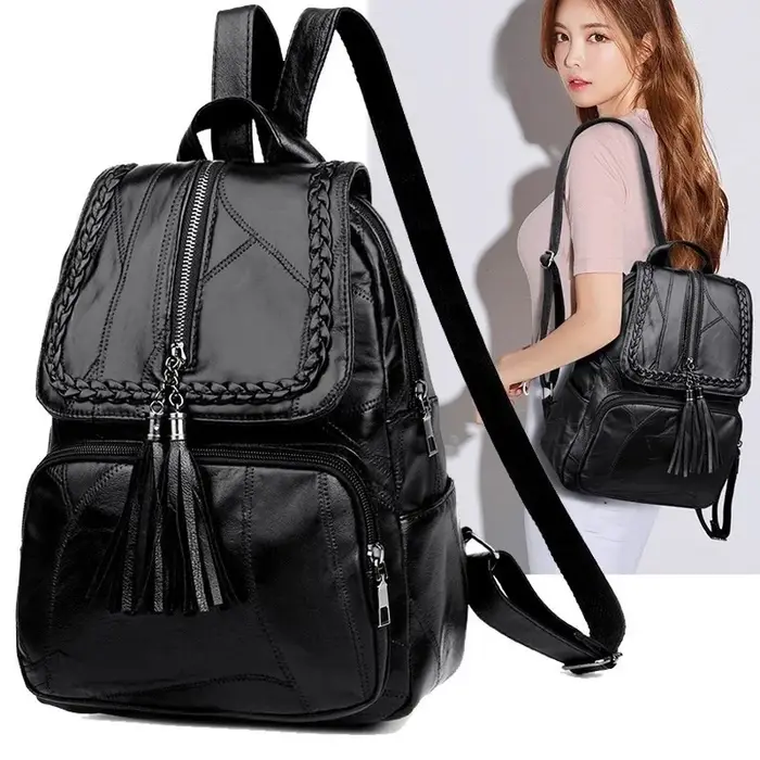 Sac à dos noir à la mode et polyvalent