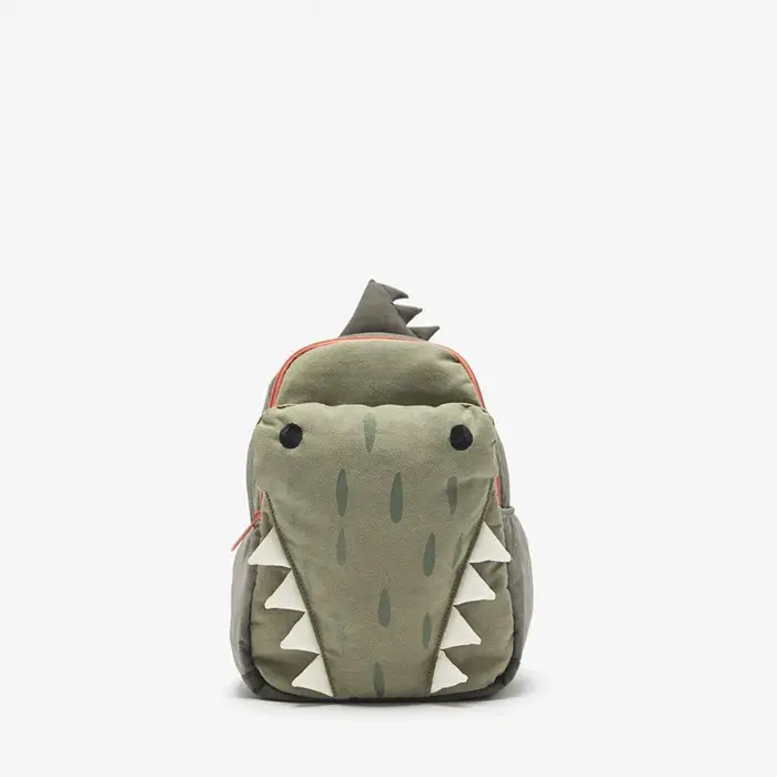 Sac à Dos d'École pour Garçon et Fille, Interrupteur Cartable Tridimensionnel Vert Petit Crocodile S