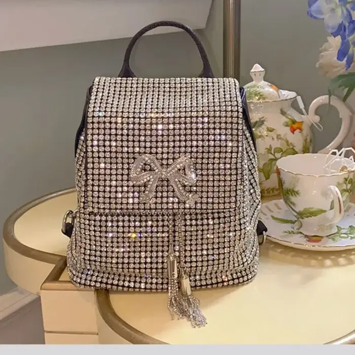 Sac à dos en strass, sac d'école en diamant polyvalent
