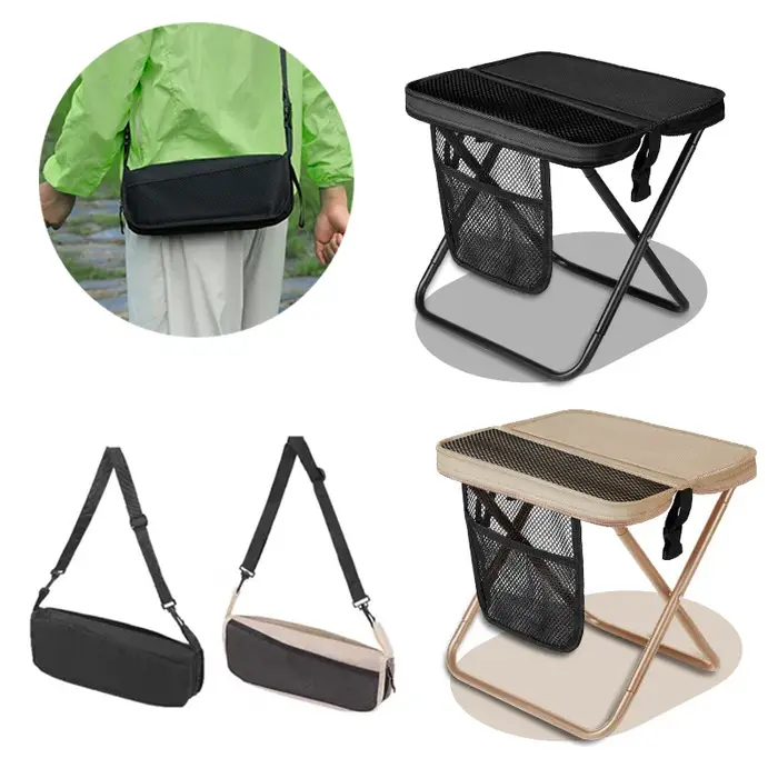 Tabouret pliant portable léger avec sac pour voyage, camping et randonnée