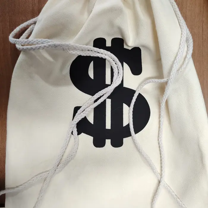 Sac d'argent en toile réutilisable avec cordon de serrage