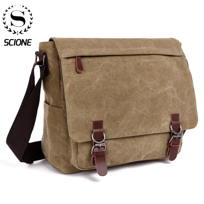 Hommes toile sac de messager Vintage marque affaires décontracté voyage sac à bandoulière ordinateur portable sacs