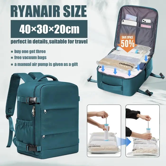 Ryanair Cabin Bags 40x30x20 Sac à dos de voyage sous le siège, sac sous vide Sac polochon de voyage,