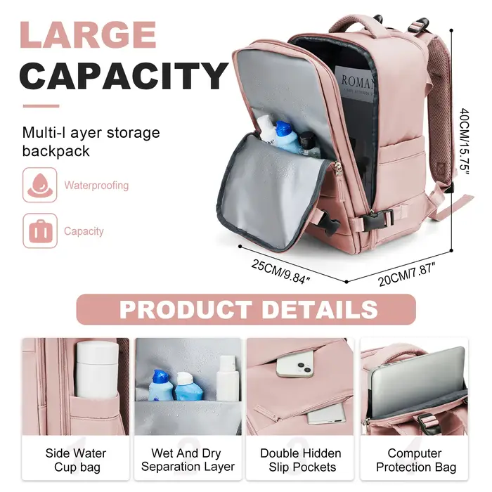 Sac à dos pour femme, sac à dos pour cabine d'avion