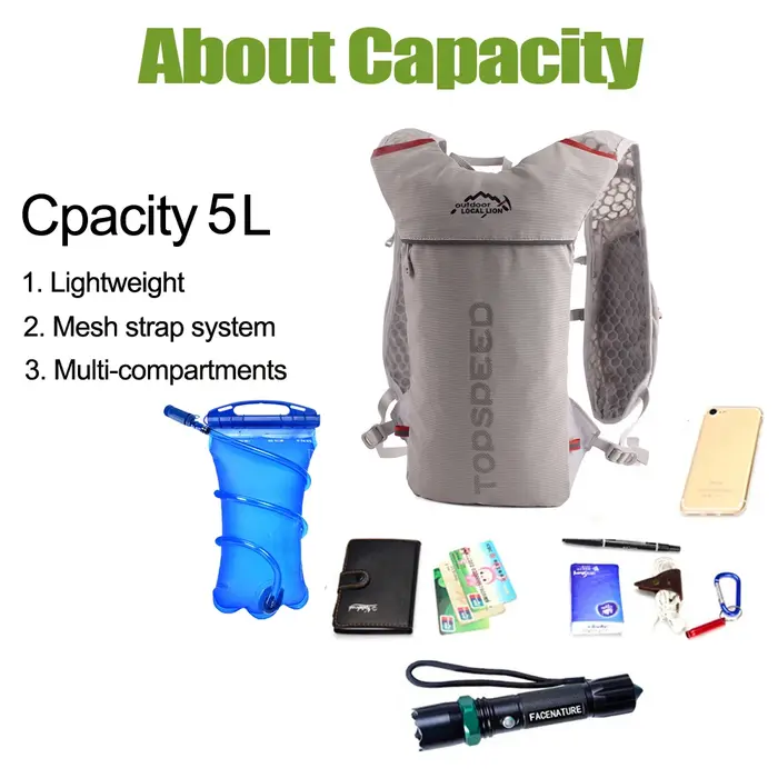 Sac à dos d'hydratation pour course à pied 5L