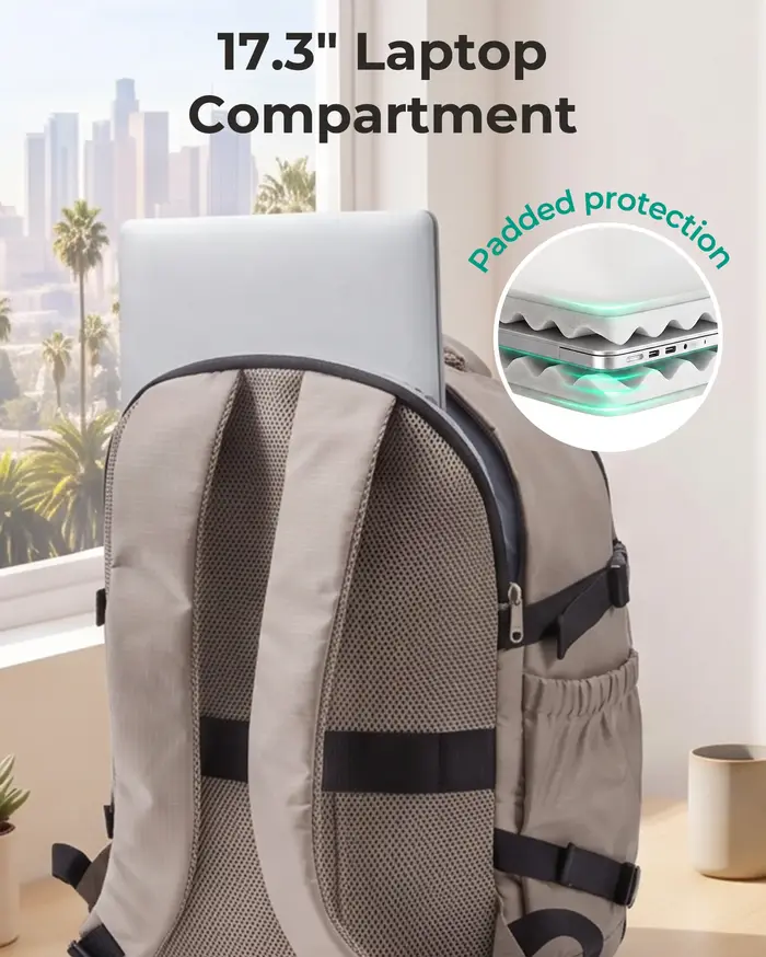 Sac à dos pour ordinateur portable BAGSAMRT 17,3 pouces pour hommes et femmes, sac à dos de transport 17 pouces, sac pour effets personnels avec poche étanche et grande poche latérale