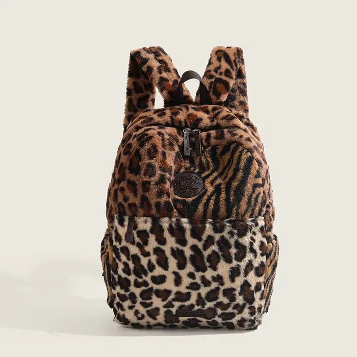 Sac à dos imprimé léopard mode avion cabine sac à dos grande capacité sac d'école polyvalent en pelu
