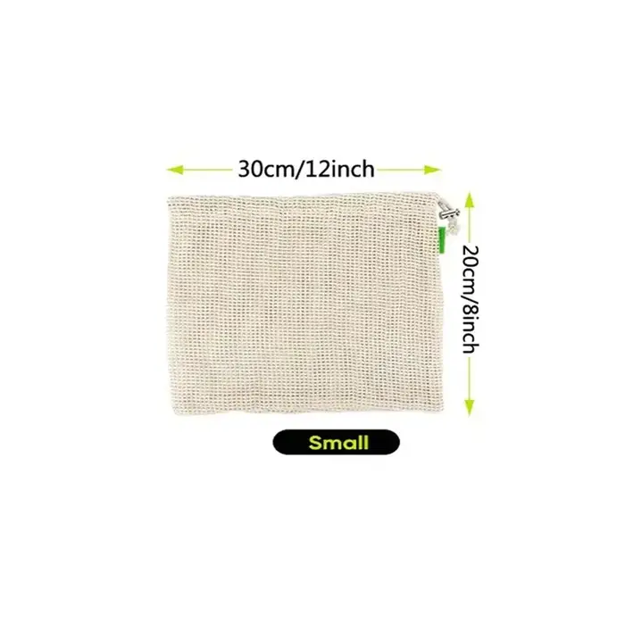 Sac en filet pour fruits avec cordon de serrage, sac en filet en coton biologique, réutilisable, bio