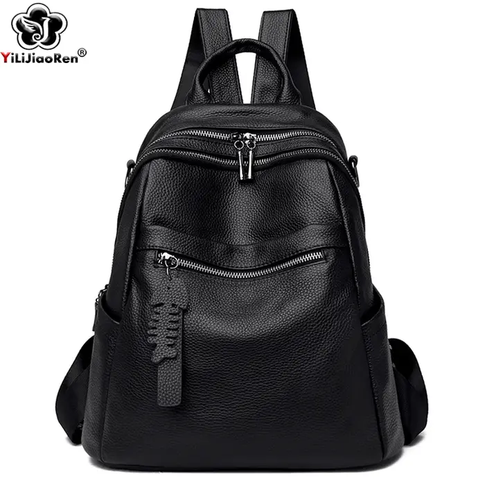 Sac à dos en cuir véritable pour femmes