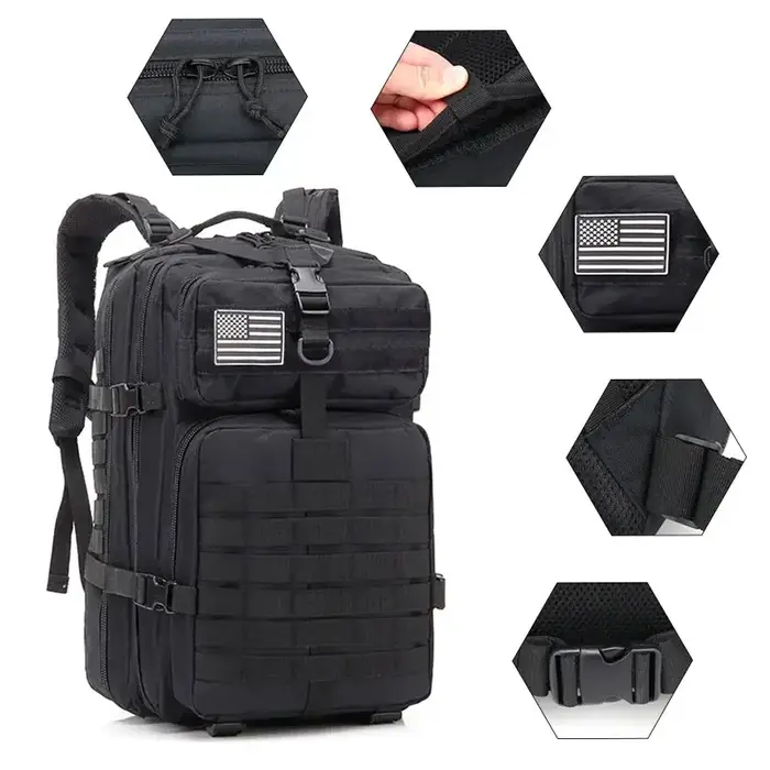 45L homme sacs à dos tactiques sacs de voyage en plein air en plein air 3P sac d'école EDC Molle Pac