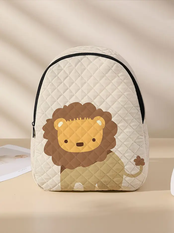 Sac à dos compact matelassé à imprimé lion, adapté pour l'extérieur, les voyages, le campus, unisexe