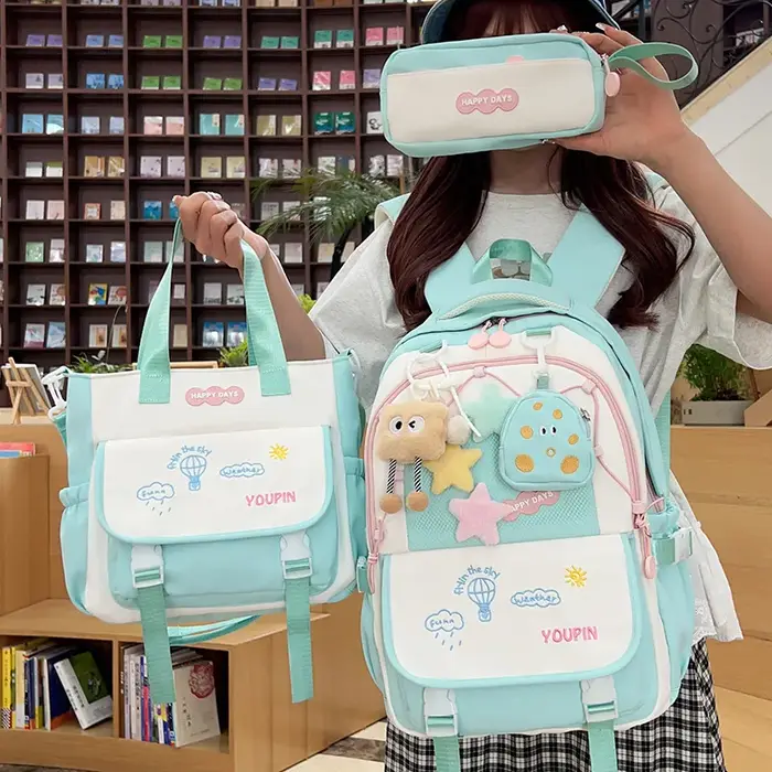 3 pièces/ensembles sacs d'école en Nylon pour adolescentes Kawaii femmes