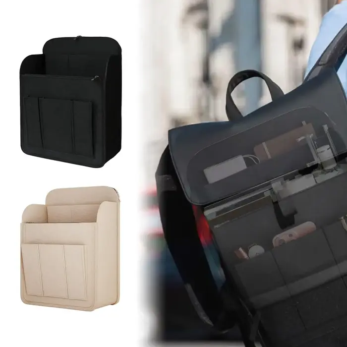 Sac intérieur multi-poches pour sac à dos, en fibre de laine durable, grande capacité, sac de rangement portable pour voyage, compatible Longchamp