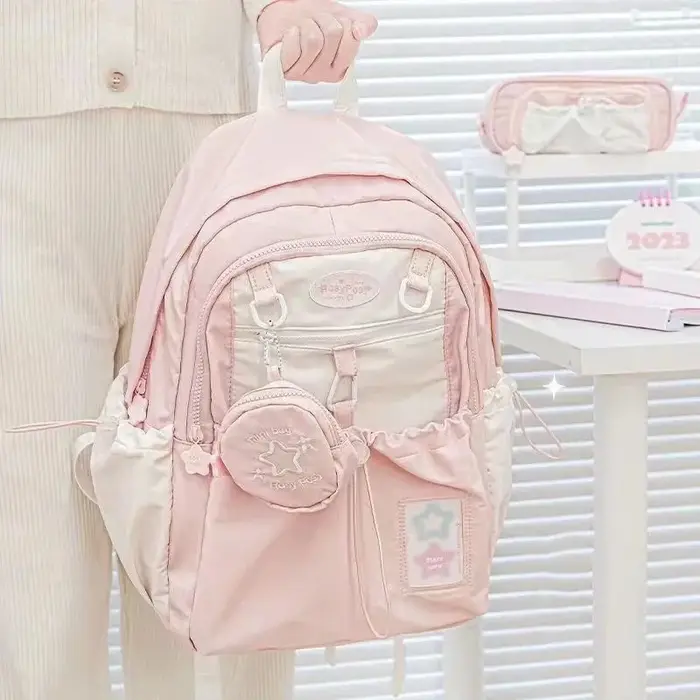 Sac à dos coréen pour fille, sac d'école mignon, grand sac de voyage féminin, sac initié au lycée, mode étudiante, ficelle de proximité douce, nouveau