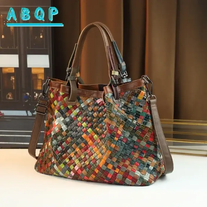 ABQP Nouveau sac à main pour femme en cuir véritable