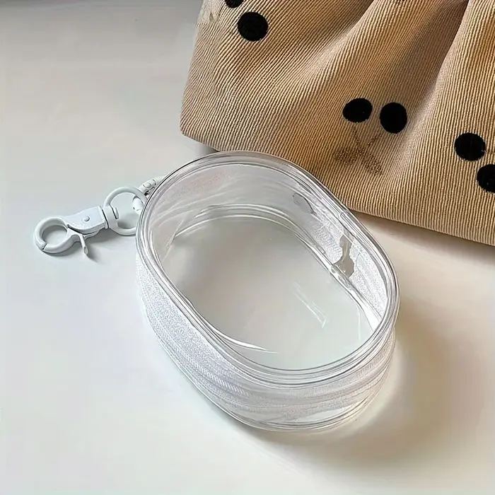 Mini sac de rangement portable à fermeture éclair transparente, polyvalent avec boucle porte-clés pr