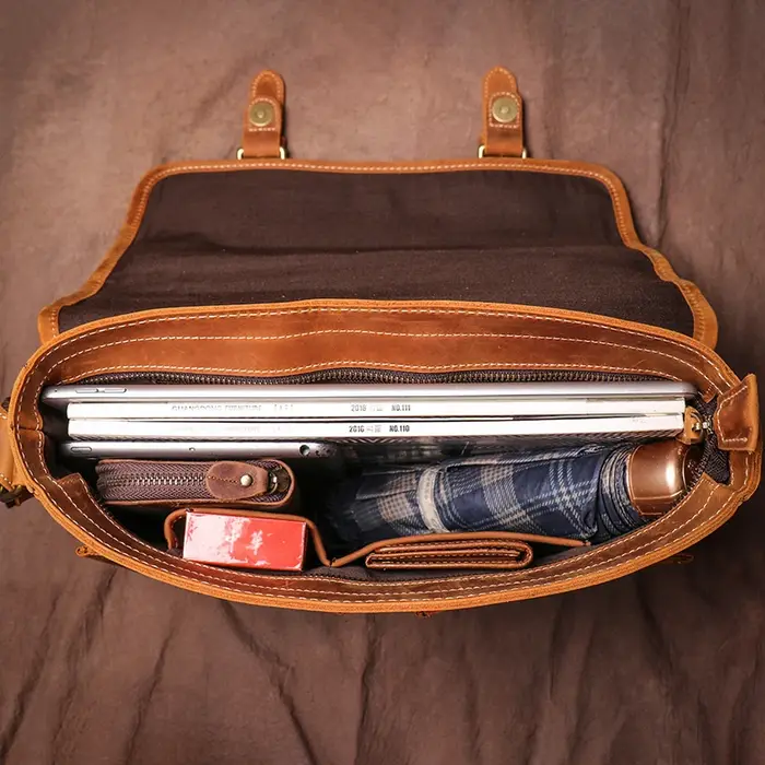 Sac messager en cuir de cheval pour homme