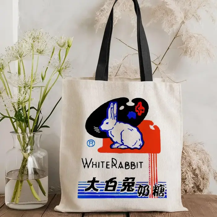 Sacs de rangement White Rabbit, sac fourre-tout léger en toile, grande capacité, sac à bandoulière, 
