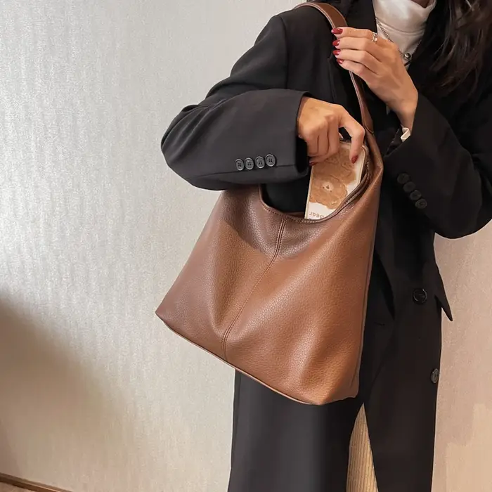 sac a main femme sac bandouillere femme sacs à provisions sacs fourre-tout Ensemble de sacs à main en cuir souple pour femmes, fourre-tout à bandoulière Simple, couleur Pure, grande capacité, 2 en 1