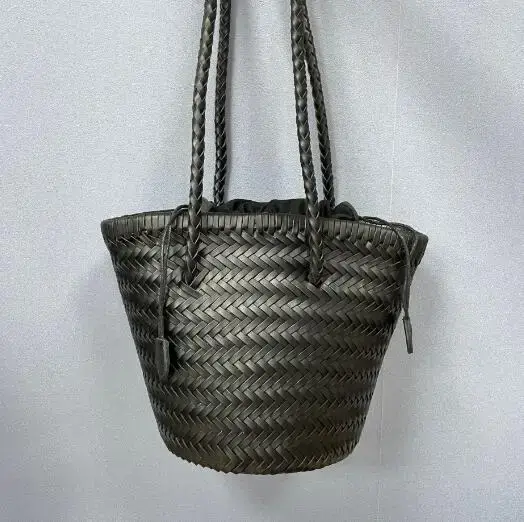 Sac seau en cuir vintage fait à la main, fourre-tout de plage de voyage