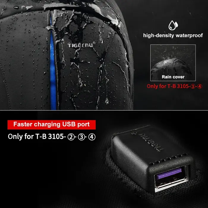 Tigernu sacs à dos de voyage 14-15.6-17 ''sac à dos pour ordinateur portable pour hommes TSA sac à d