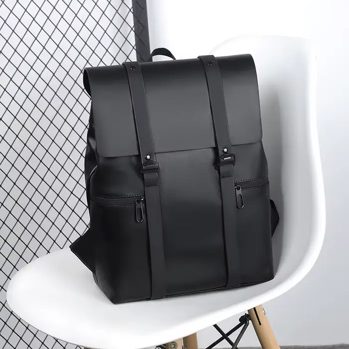 Sacs à dos en cuir pour ordinateur portable pour hommes, sacs d'école, PU, voyage, loisirs, grande capacité, sac à dos étanche pour étudiants