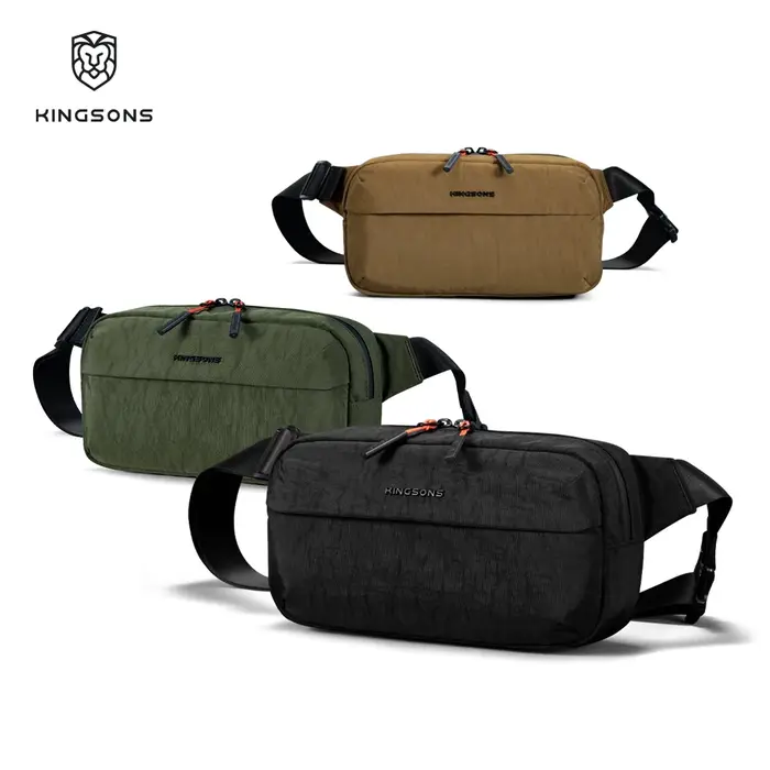 Sac de poitrine Kingsons pour hommes et femmes, sac à bandoulière imperméable avec fermeture éclair bidirectionnelle, léger pour les voyages