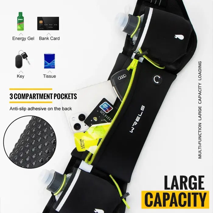 WRELS sac de ceinture de course amélioré avec bouteilles d'eau