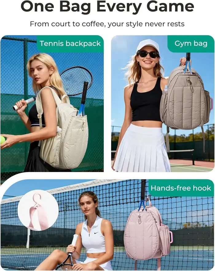 Sac de raquette rose 20L pour 2 raquettes de tennis