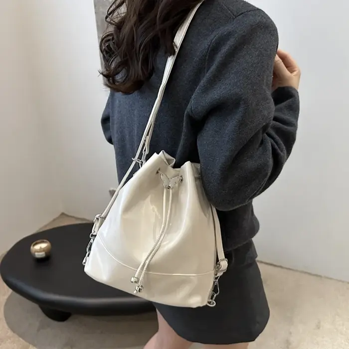 Sac à dos tendance style preppy en PU avec nœud