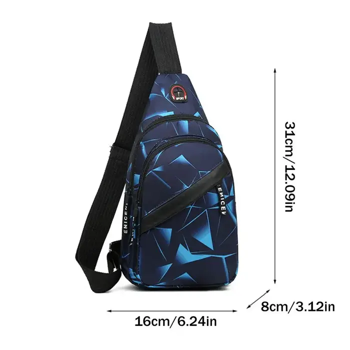 Sac de poitrine, sac bandoulière décontracté imperméable pour homme
