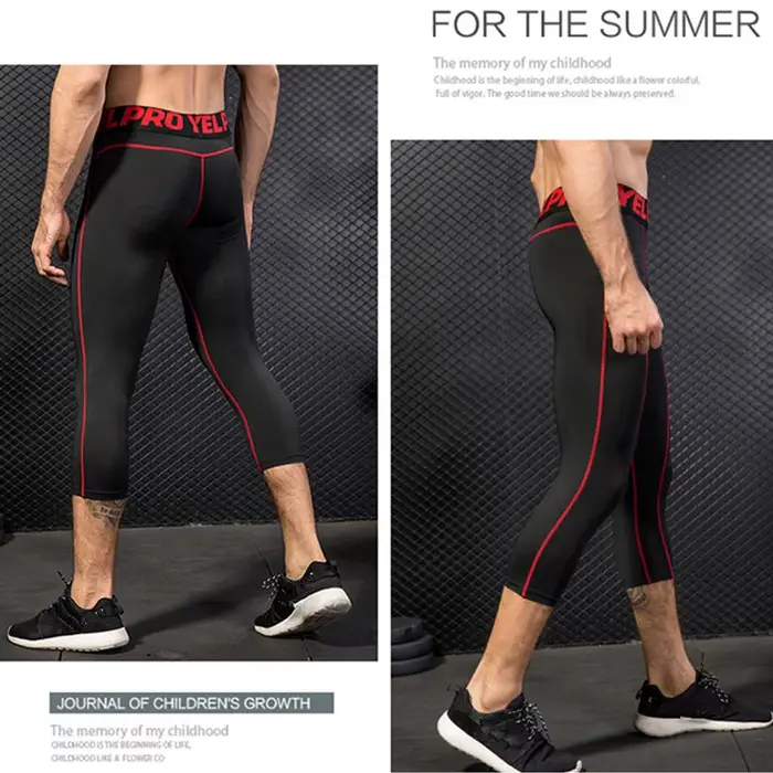 Hommes serré Compression 3/4 pantalons courts Shorts Sport basket-ball Fitness course entraînement e