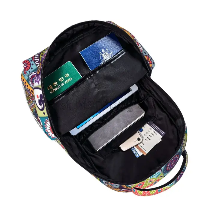 Sac à Dos de Voyage à Motif Floral Mandala Ethnique pour Femme et Fille
